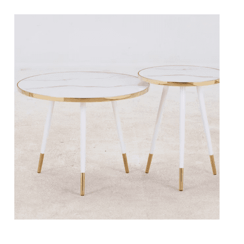 Casa Pagoda - Juego De Mesa Doble Redonda De Centro Moderna Auxiliar Blanca