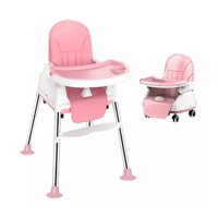 Genérico - Silla De Comer Bebe Portátil Con Ruedas Kinder Rosada