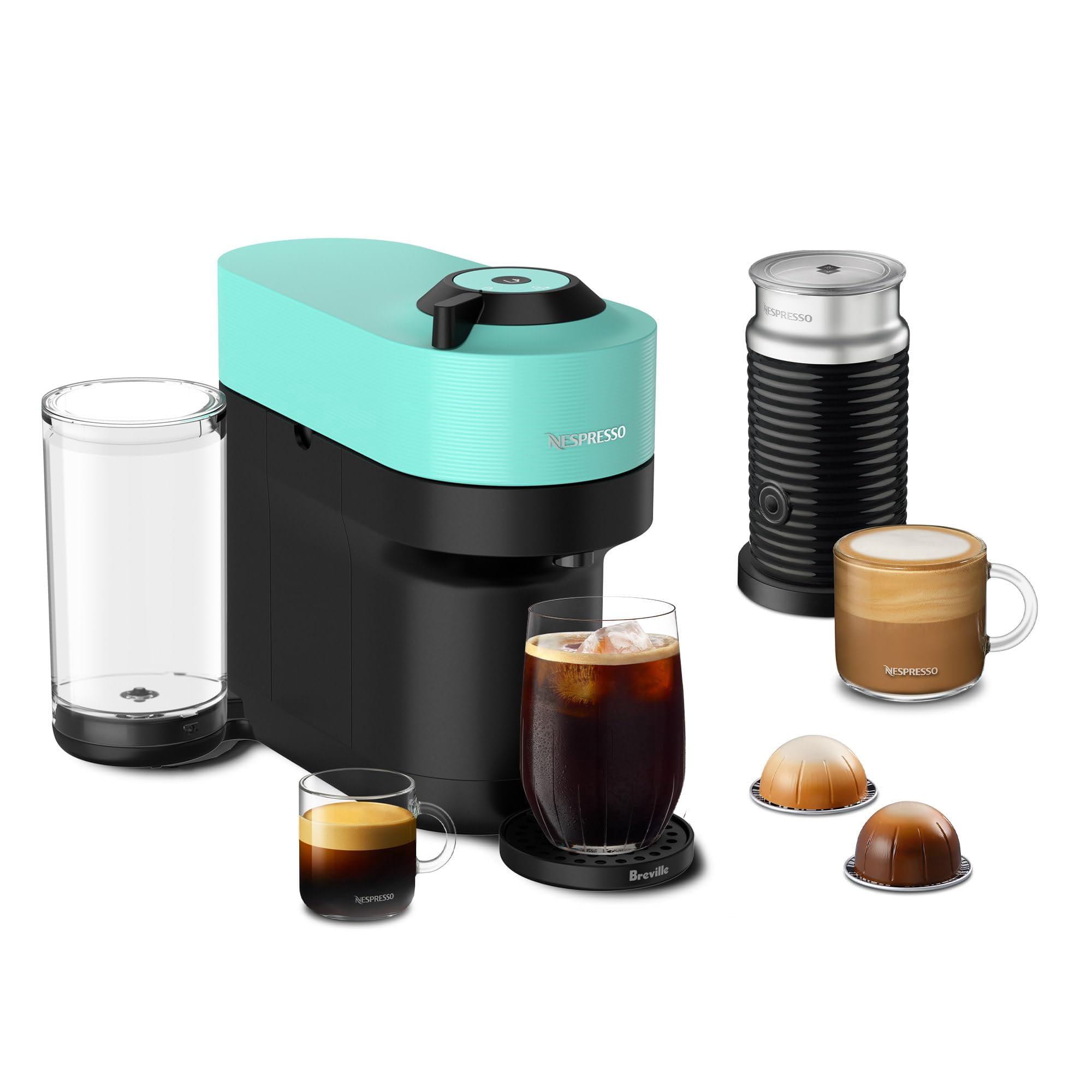 Cafetera Nespresso Vertuo Pop+ Breville Menta Aguamarina