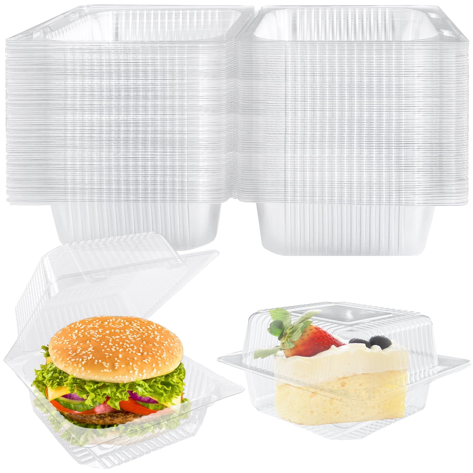 Recipientes Para Alimentos Jizvxe De Plástico Transparente Con Tapas, 50 Unidades (13,5 X 11,9 X 7,1