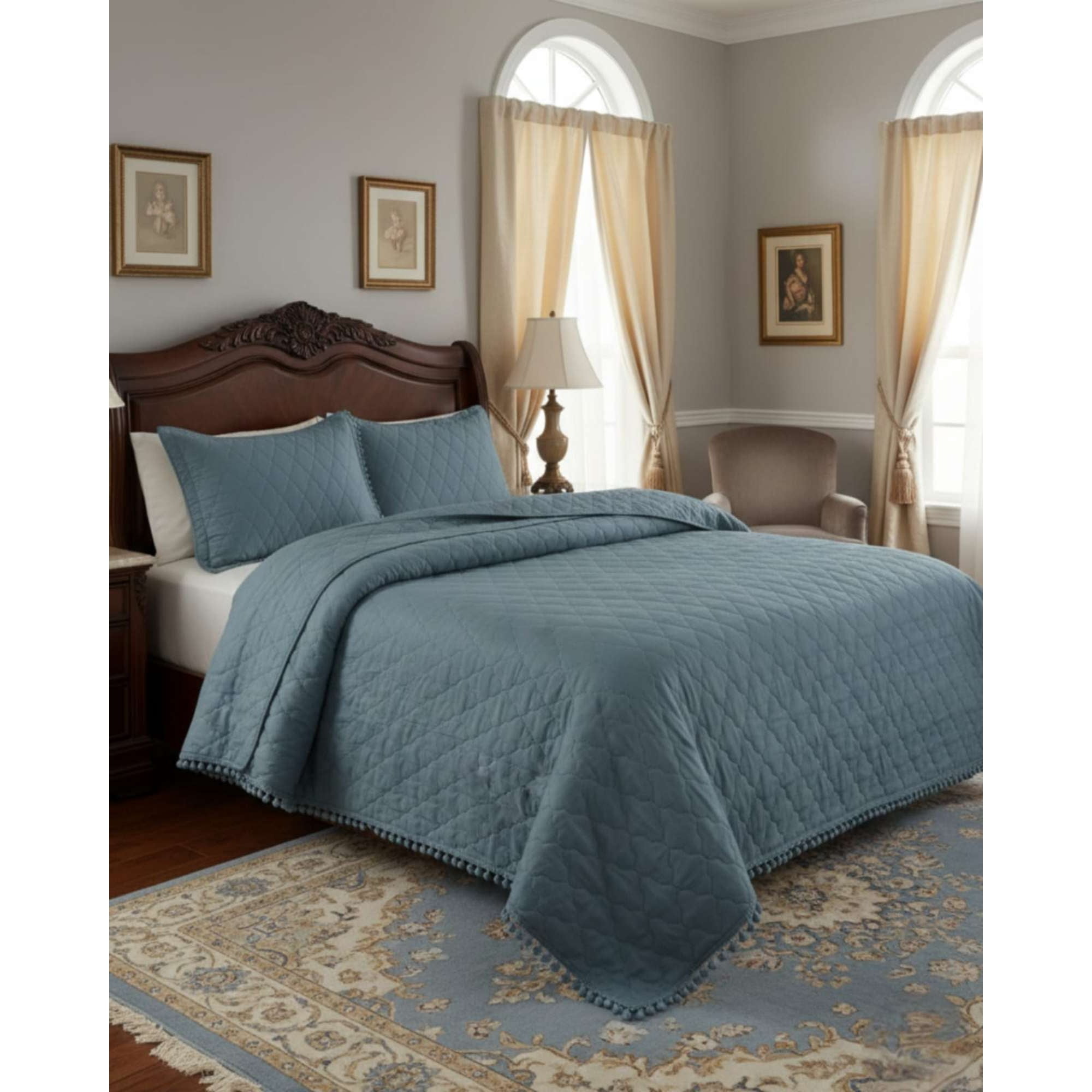 Todo Para El Hogar - Cobertores De Verano-primavera Con Diseño De Pompon (2 Plazas)