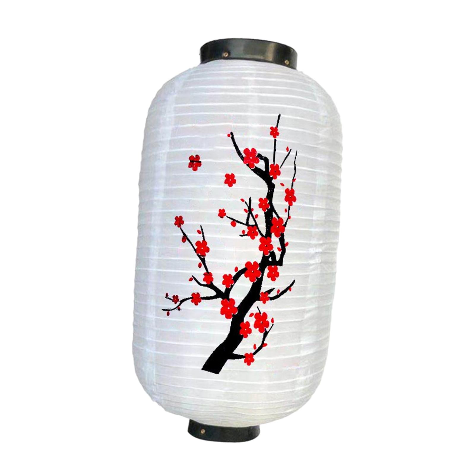 Magideal - Linterna De Estilo Japonés Lámpara Colgante Decorativa Sombra Estilo Oriental Luces De Tela Ligera Para Boda Festival De Primavera Fiesta Al Aire , Blancocuerpopequeñoflor