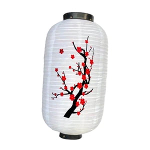 Magideal - Linterna De Estilo Japonés Lámpara Colgante Decorativa Sombra Estilo Oriental Luces De Tela Ligera Para Boda Festival De Primavera Fiesta Al Aire , Blancocuerpopequeñoflor