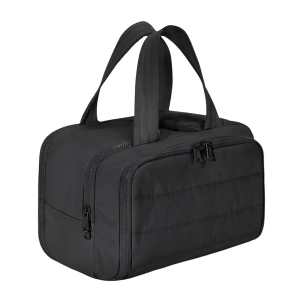 Bolsa de Aseo de Viaje Organizador Neceser Estuche Cosmético Impermeable de Poliéster con Bolsillos Elásticos y Cremalleras Adecuado para Mujeres y Negro