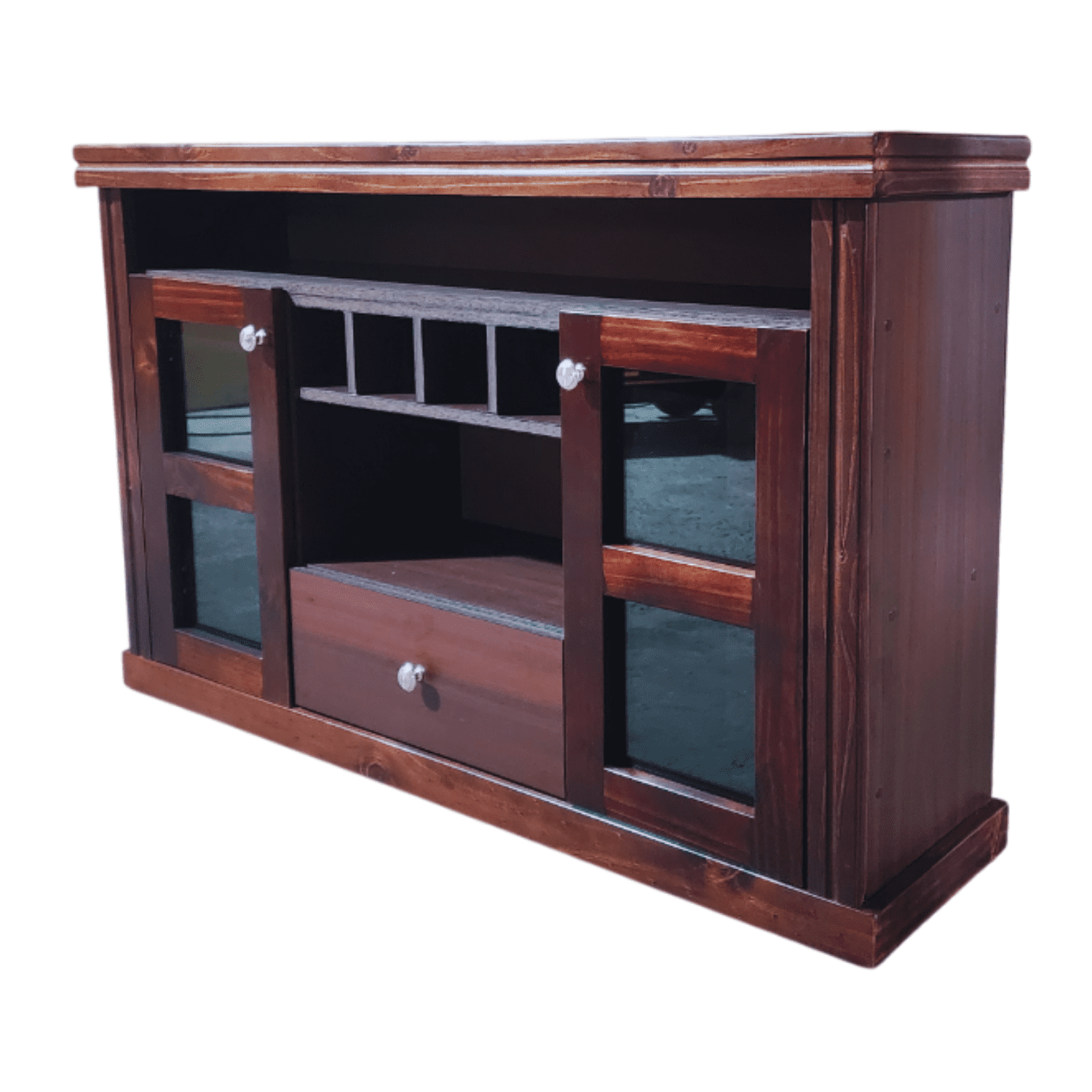 Muebles Raisur - Rack 1200 Olan Chocolate Rectangular Vidrio