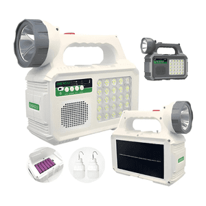 Genérico - Kit Lámpara De Emergencia Solar Linterna+2Bombillas+Radio+Pr