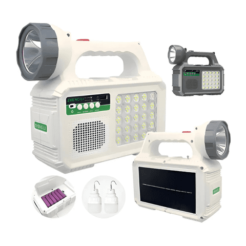 Genérico - Kit Lámpara De Emergencia Solar Linterna+2Bombillas+Radio+Pr