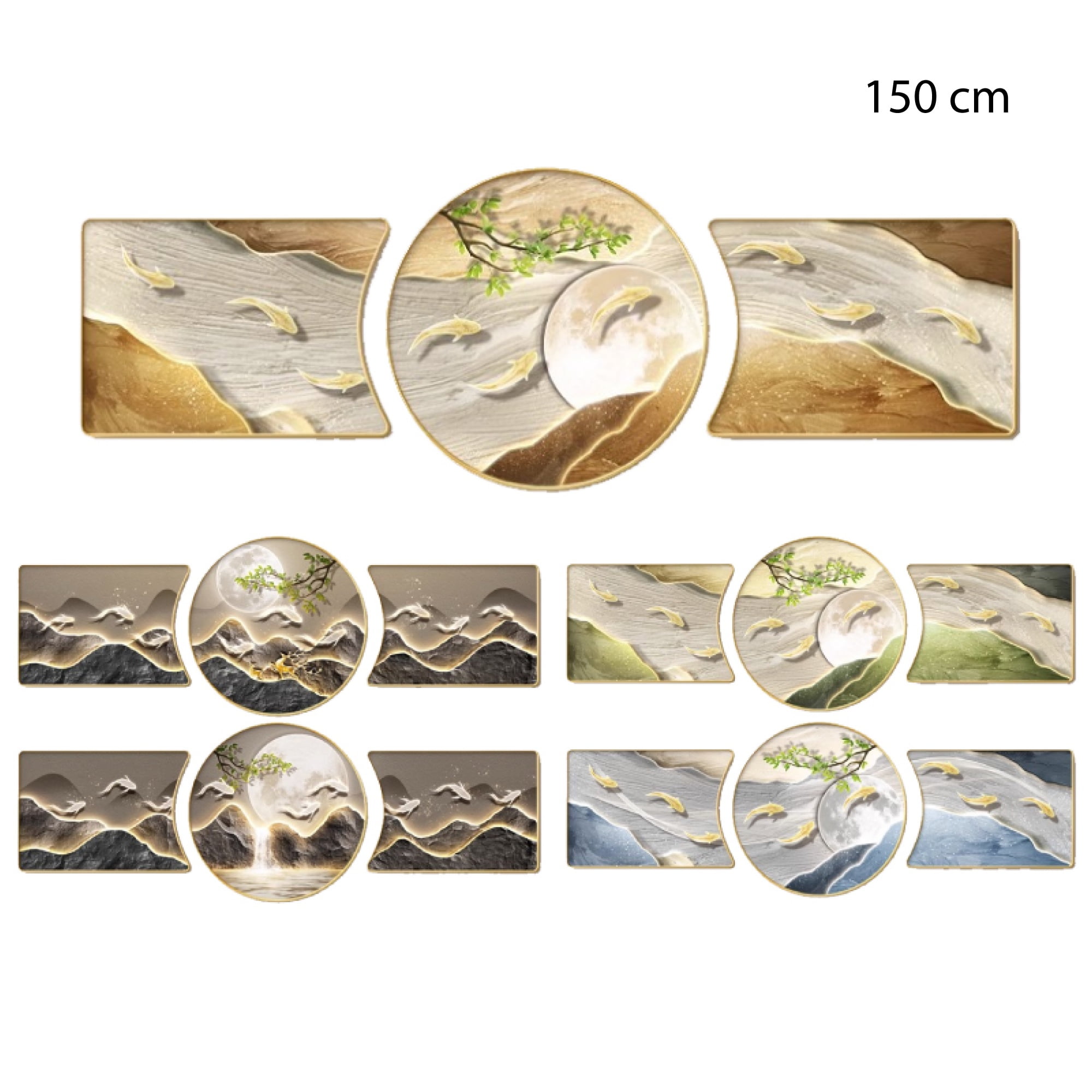 Xianzhu - Mural Decorativo De 3 Piezas, Paisaje - 150 X 35 Cm