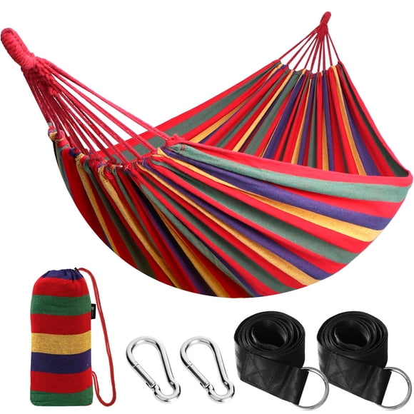 Hamaca de Algodón Portátil para Camping ANYOO con Capacidad de 300 kg