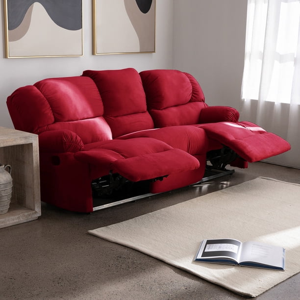 Bergere Perugia Reclinable 3 Cuerpos Tela Velvet Burdeo