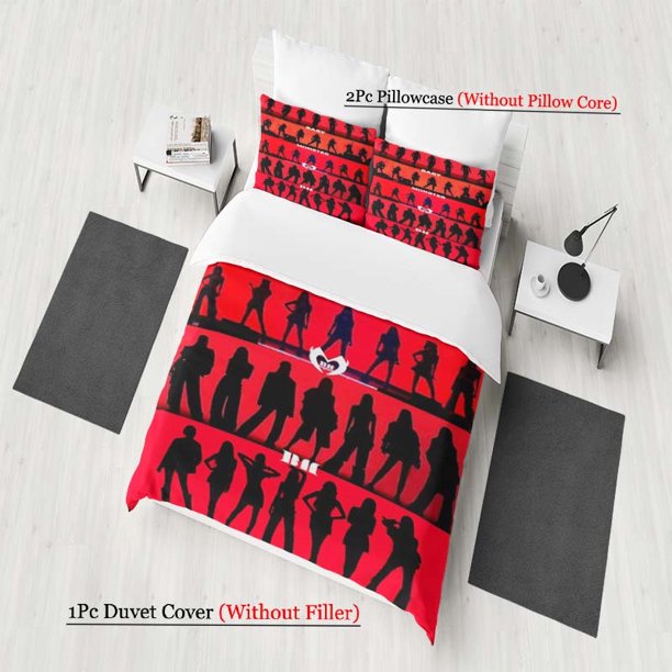 Idol Group Baemon Red and Black Silhouette Concept Promotional Image Pattern Set Soft and Comfortable Bedding Set