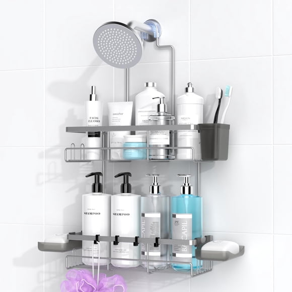 Organizador de baño colgante Shower Caddy AKTECKE, plateado