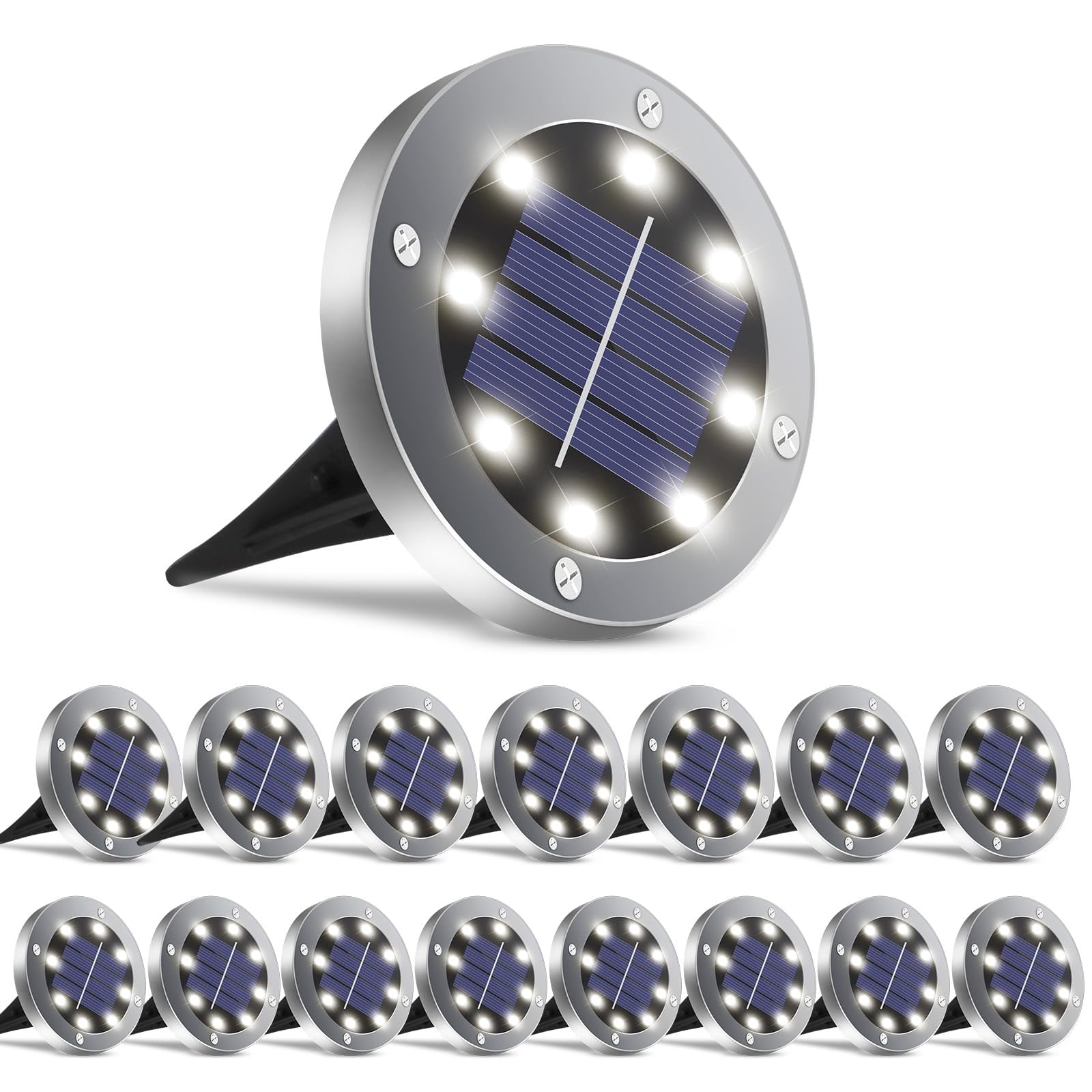 Luces Solares De Tierra Oulonger, 16 Paquetes De Luz Blanca Impermeable
