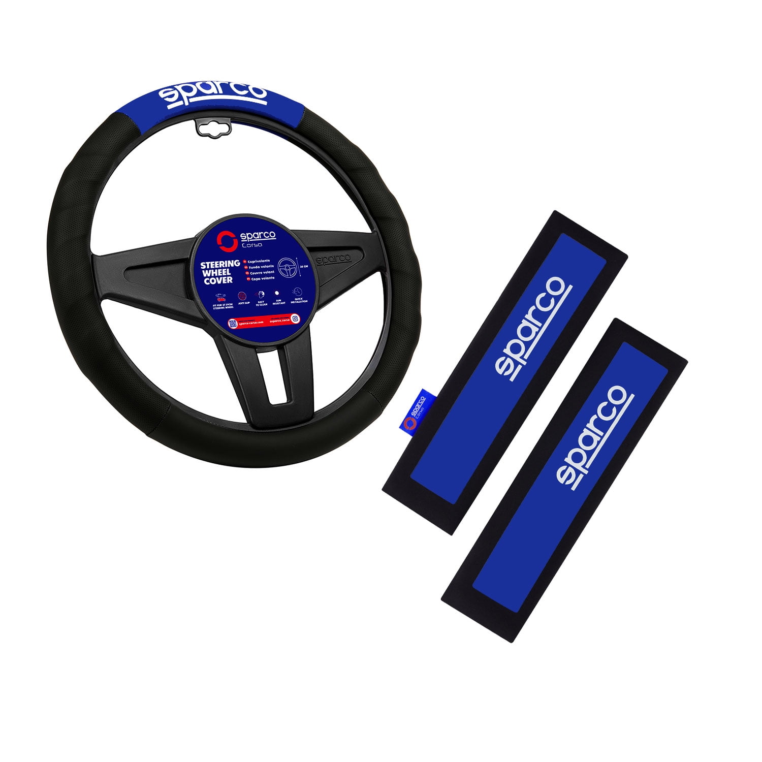 Sparco - Cubre Volante + Cubre Cinturon Auto Universal Spc1111bl