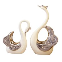 Ioensy - 2 Piezas Figuras De Cisne Estatuas Decoraciones De Escritorio Para Sala De Estar Oficina Chimenea Estilo B