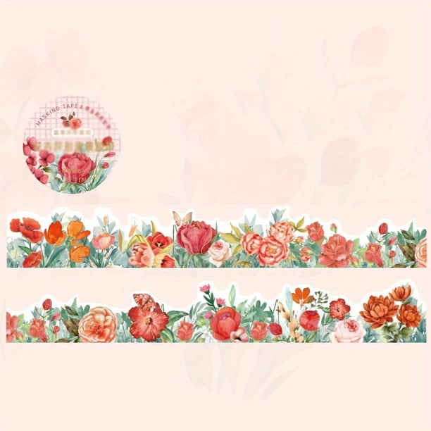 1 Volume Bronzing Washi Tape,118.1inch*1.18inch Special-shaped Cutting Patterns Of Flowers,Decorative Adhesive For DIY Crafts, Gift Wrapping, Scrapbooking Supplies, Party Decorations