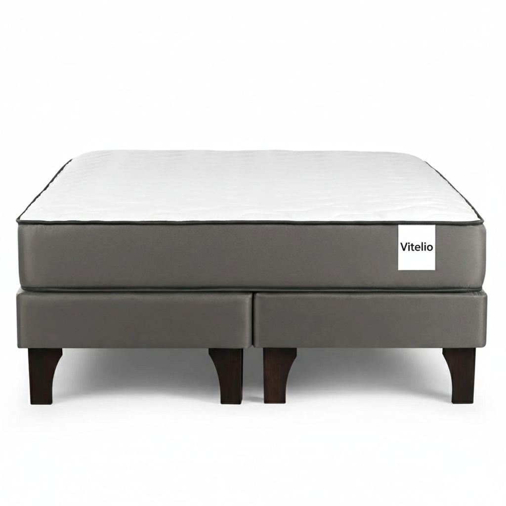 Vitelio - Base De Cama + Colchón 2 Plazas Semi Ortopedic