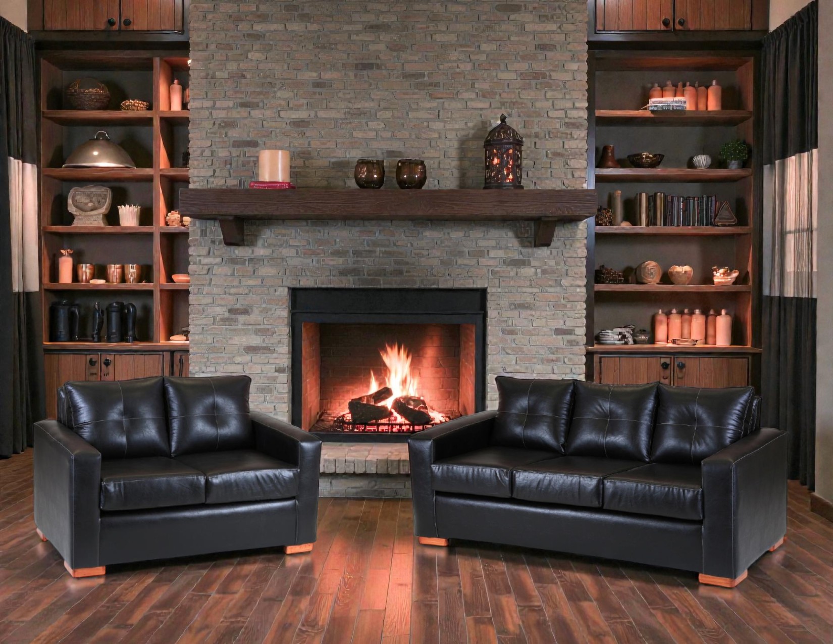 Muebles Altiro - Sofá Israel 32 - Cuero Sintético Pu Negro