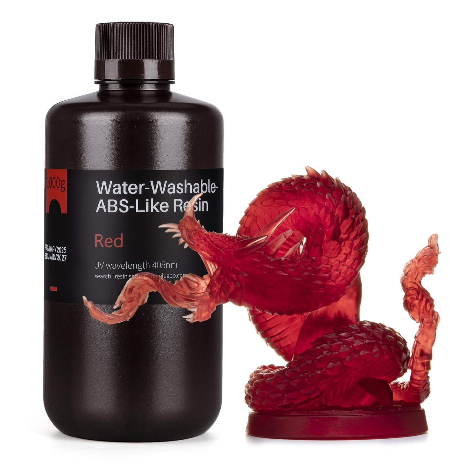 Impresora 3d De Resina Elegoo, Lavable Con Agua, Tipo Abs, Color Rojo Transparente, 1 Kg
