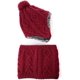 thumbnail image 3 of 2 piezas Lana Tejido a punto Conjuntos de sombrero y bufanda Lana Gorro peruano Orejeras Sombrero Invierno Snow Ski Hat Frío Weather Red, 3 of 6