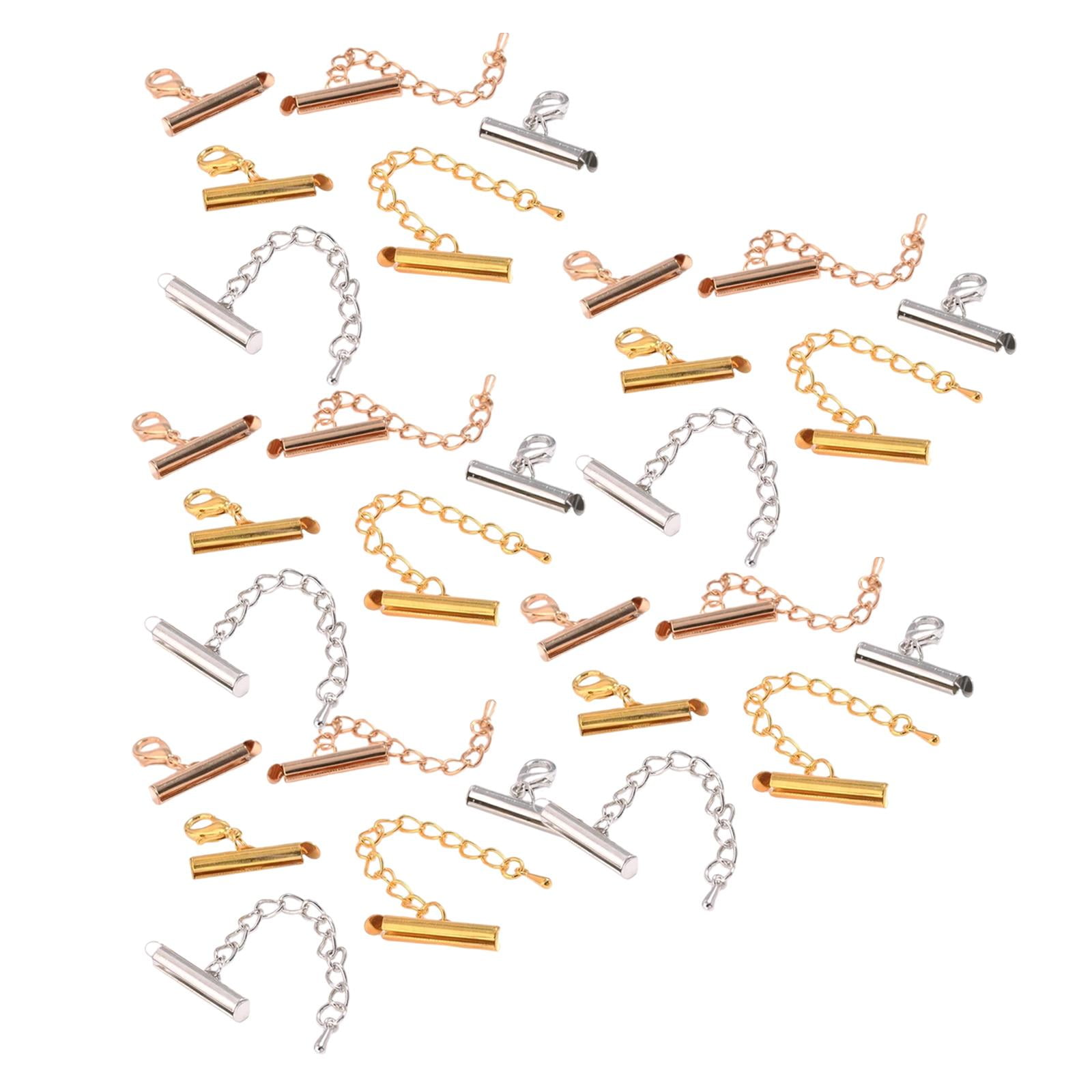 Magideal - 1 Juego De Tubos De Cierre De Extremo, Tapas De Extremo Deslizante, Conector De Extremo, Cierre Deslizante De Hierro Para Colgantes, Pulsera, Herramie Con Cadena