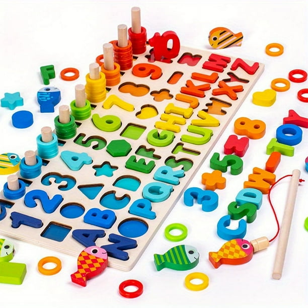 Wooden Multifunctional Children's Puzzle Toys, Early Education And Intelligence Development Teaching Aids For Infants And Toddlers, With Number Boards