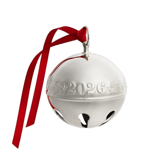 Adorno Wallace 2026 Plateado – Campana de Trineo con Pingüinos – Caja de Regalo