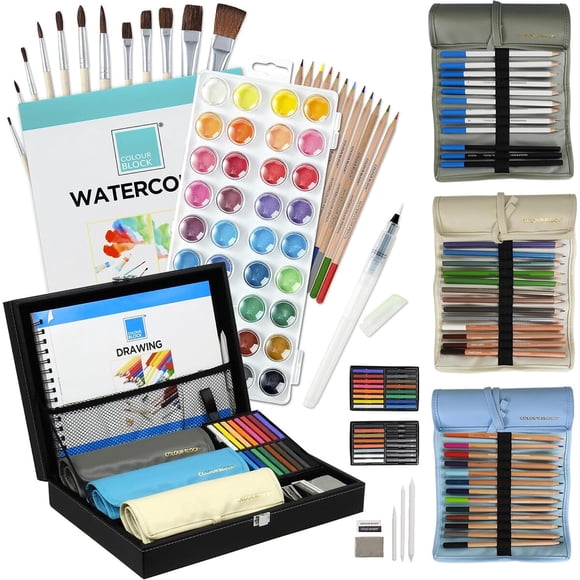 Set de Arte Colour Block 153 Piezas con Acuarela y Block