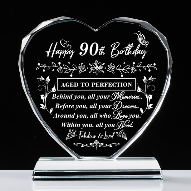 Regalo de 90 cumpleaños con forma de corazón de cristal QIANRUNA para mujeres y hombres