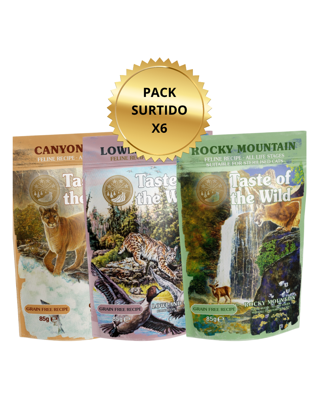 Taste Of The Wild Pouch Alimento Humedo Variado Para Gatos X 6 Uni De 85G