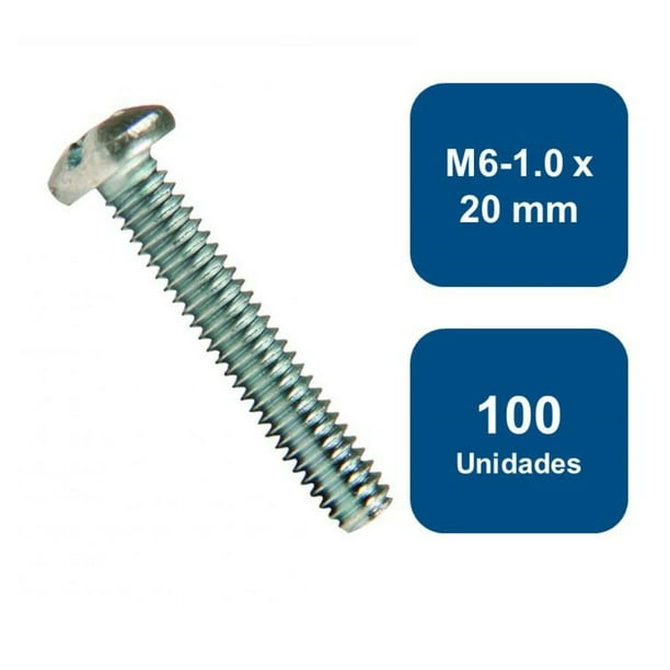 Perno Cocina Métrico Zincado M6-1.0 x 20mm 100un.