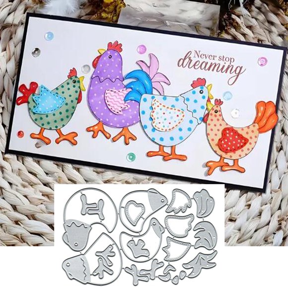 Troqueles de metal Suds&WH Cuatro gallinas para scrapbooking