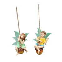 Ioensy - 2 Figuras En Miniatura Para Jardín, Césped, Árboles, Estatuas Colgantes Para Jardín De Hadas