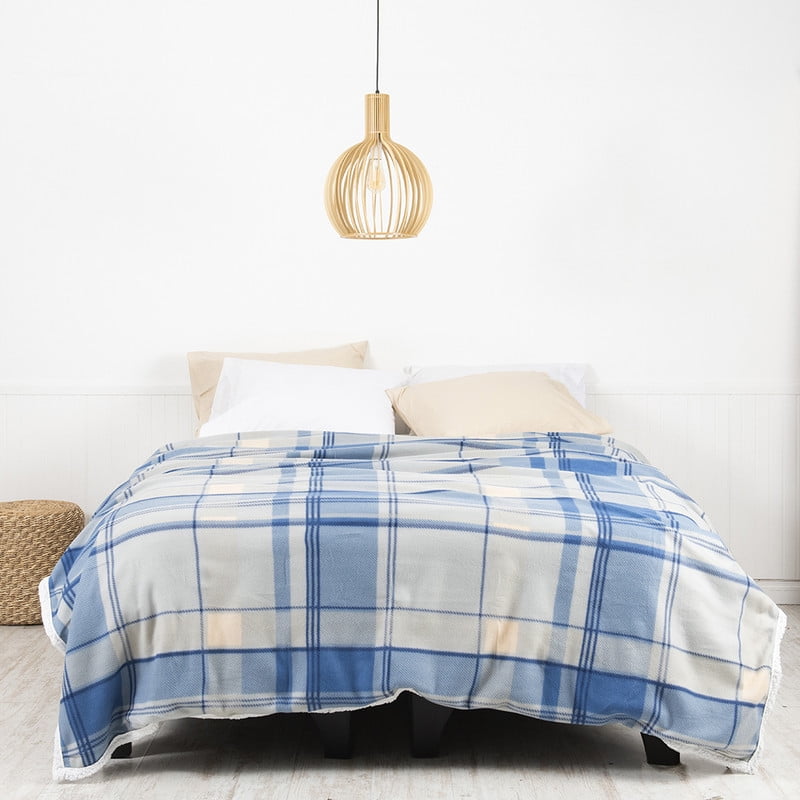 Mashini - Frazada Polar-sherpa Estampada 1.5 P Tartan Azul