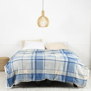 Mashini - Frazada Polar-Sherpa Estampada 1.5 P Tartan Azul