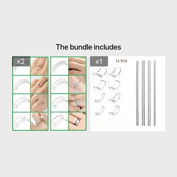 8/12pcs Ring Size Reducer Invisible Ring Size Adjuster For Loose Rings Ring Adjuster Size Fit Any Rings Ring Guard Spacer (8 Sizes)