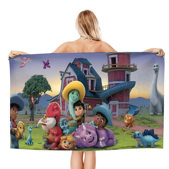Dino Ranch Toalla de playa de secado rápido con diseño temático, regalo para mujeres y niñas, ideal para cumpleaños, fans, amantes de la música, uso en la playa o al aire libre, 78 × 160 cm