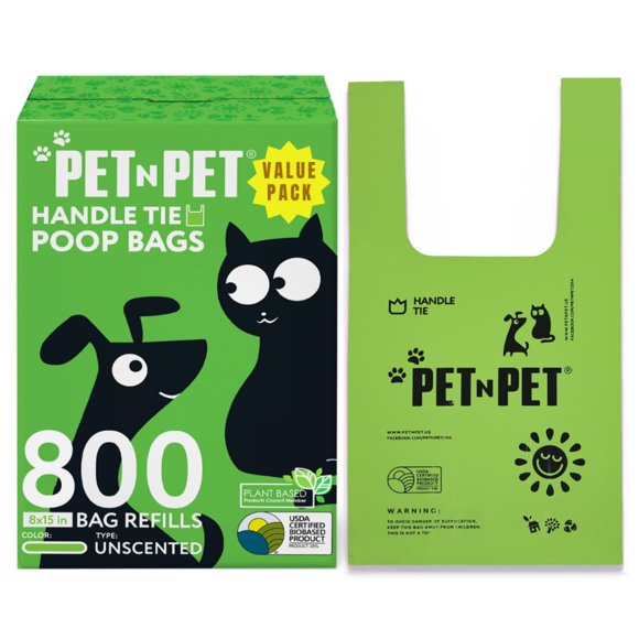 Bolsas para excrementos de perro PET N PET, 800 unidades, sin perfume, con asas de amarre