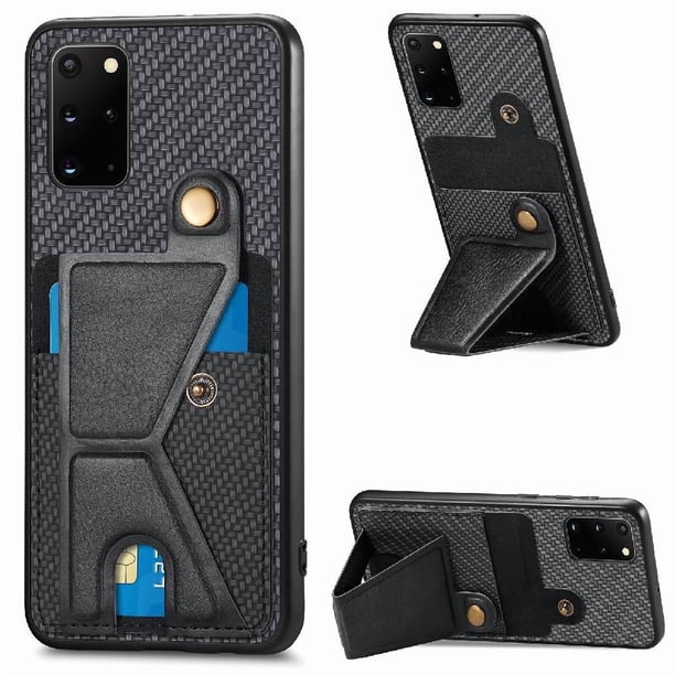 Funda Resistente para Samsung Galaxy S20 Plus con Tarjetero y Soporte, Diseño Magnético Negro