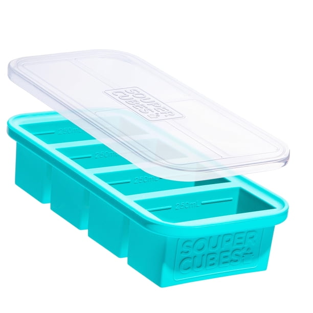 Moldes para sopa para congelador, 250 ml, silicona con tapa, color aguamarina, paquete de 1