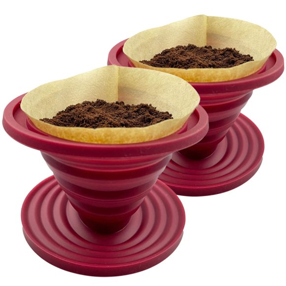 Gotero para café Attsky, plegable, para acampar, rojo, x2
