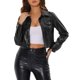 thumbnail image 1 of INSPIRE CHIC Chaqueta Metálica Brillante Holográfica para Mujer con Botones de Motociclista L Negro, 1 of 6
