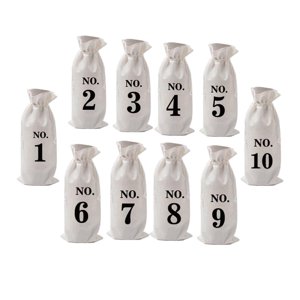 Bothyi - 10 Bolsas De Botellas De Vino, Etiquetas De Regalo, Arpillera Natural Para Almacenamiento En El Hogar, Viajes, Blanco