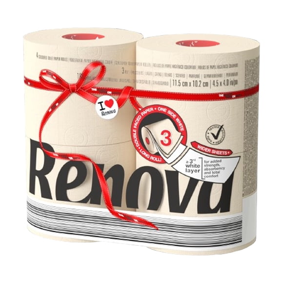 Papel Higiénico Renova 3 Capas Coloreado Set de 4 Rollos