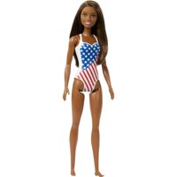 Traje De Baño Barbie Doll Beach Con Diseño De Bandera Estadounidense, Morena