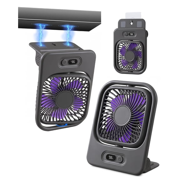 Ventilador Eléctrico WISFISSH 3 en 1 Magnético Plegable Gris