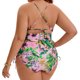 thumbnail image 4 of Agnes Orinda Traje de Baño de Una Pieza para Mujer Talla Grande Estilo Escolar Universitario con Tirantes Cruzados Control de Abdomen Monokini con Recortes 1X Rosa Verde Floral, 4 of 8