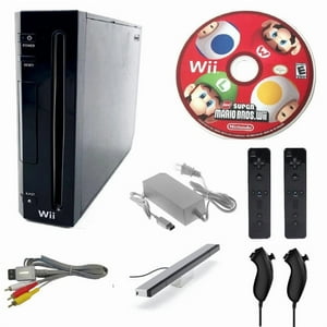 Restored Nintendo Wii Console With New Super Mario Bros With Two Retrofam Remotes And Nunchuks, Black (Refurbished)