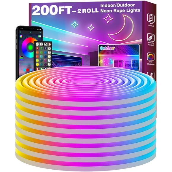 Tira LED RGB impermeable FBZ 61 m con app y control remoto