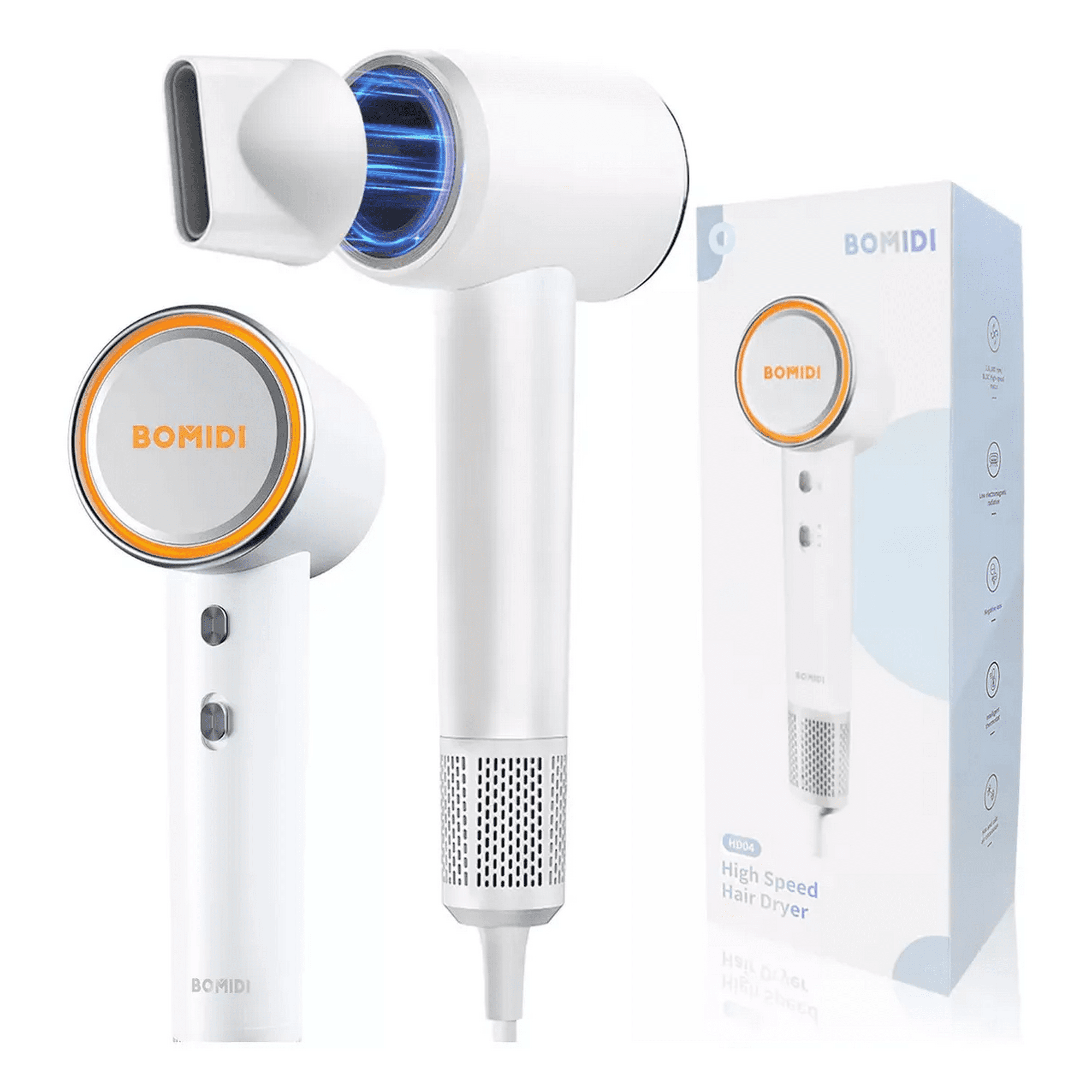 Bomidi - Secador De Cabello Profesional Alta Velocidad Lónico Con Led